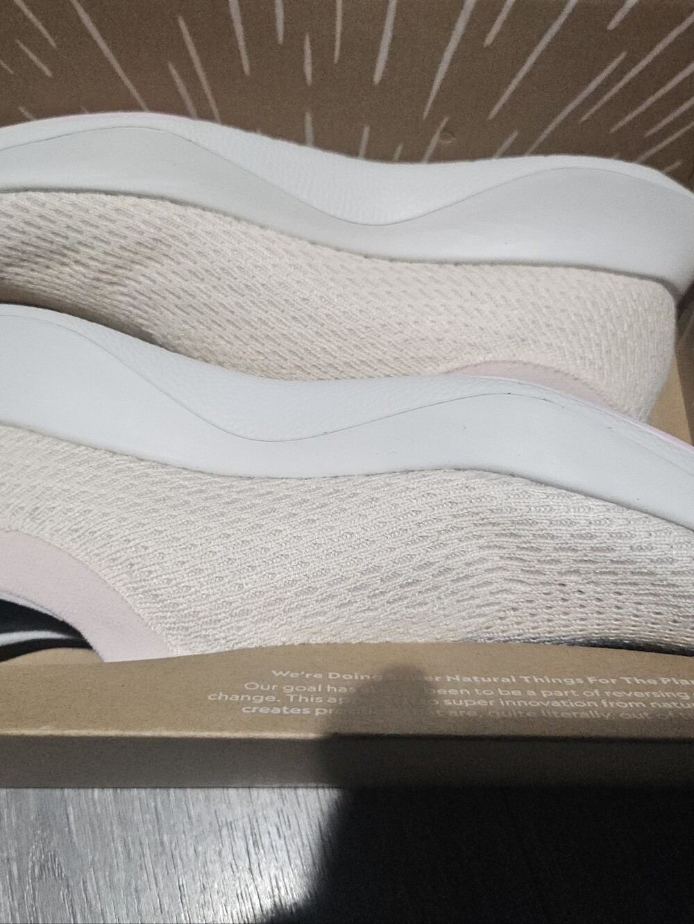 allbirds Women’s Knit Slip-On Sneakers in Cream with Light Pink Trim
